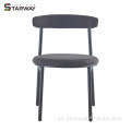 Moderna silla negra de la silla de la silla de la tela de la tapicería de las piernas de hierro